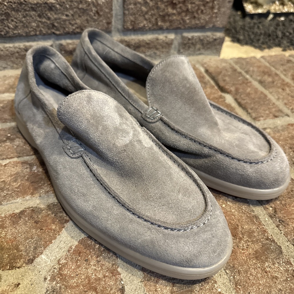 Bruno Magli Mens Primo Leather Loafers Gray Suede Size 10.5